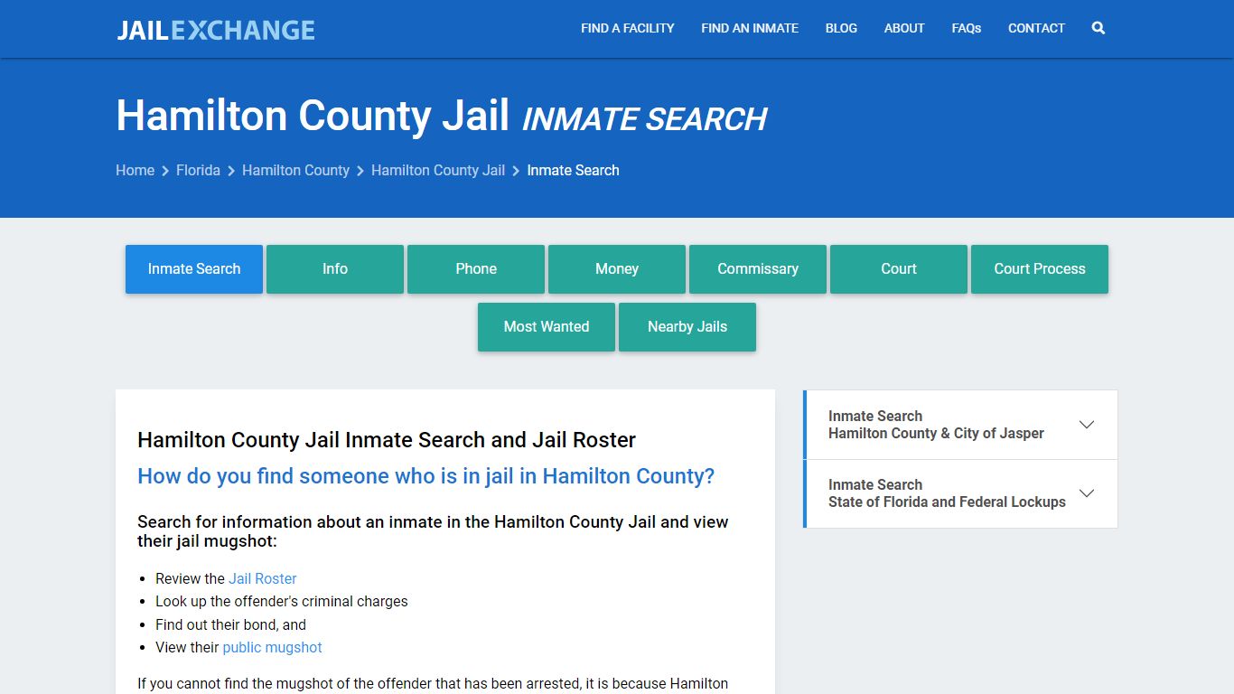 Inmate Search: Roster & Mugshots - Hamilton County Jail, FL